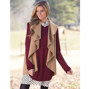 Mud Pie Women's Tan Sierra Solid Blanket Vest One Size NEW